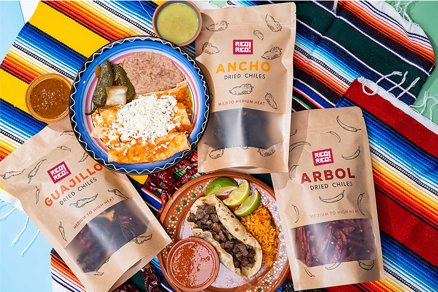 Dried Mexican Chiles 3-Pack – Ancho, Guajillo & Arbol Peppers