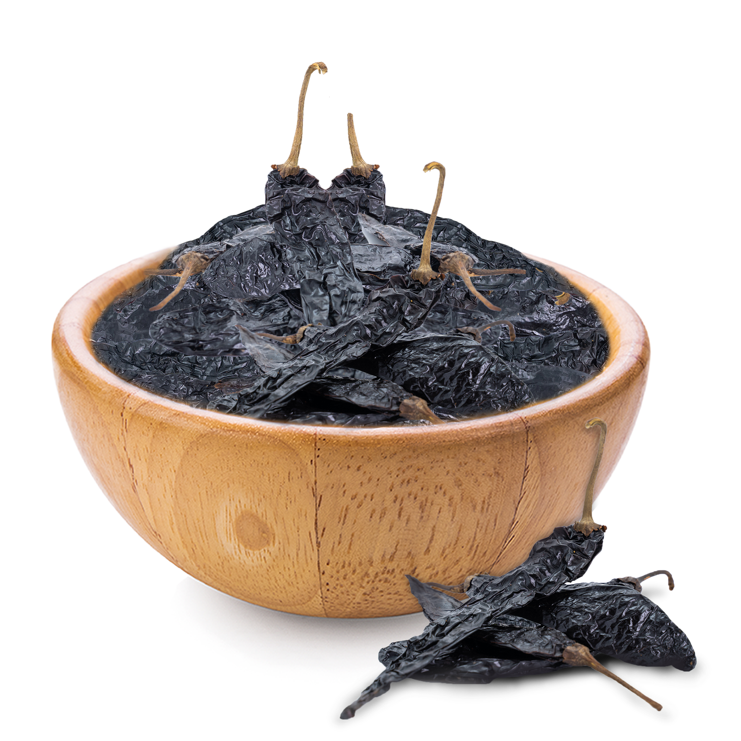 Whole dried pasilla peppers – dark and earthy chile pods
