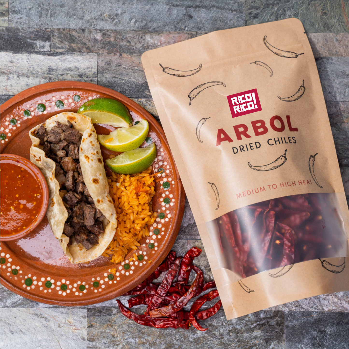 Dried Chile de Arbol Peppers - Whole