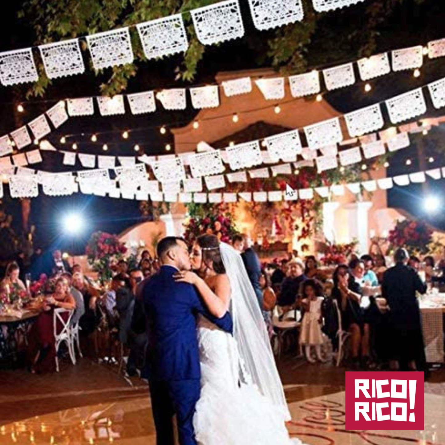 White Papel Picado Mexican Banner Fiesta Decoration