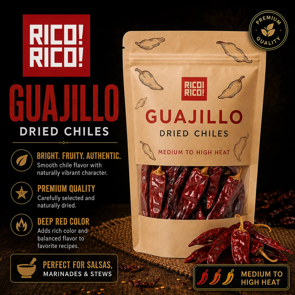 Guajillo Dried Chiles – Authentic Medium Heat Mexican Peppers