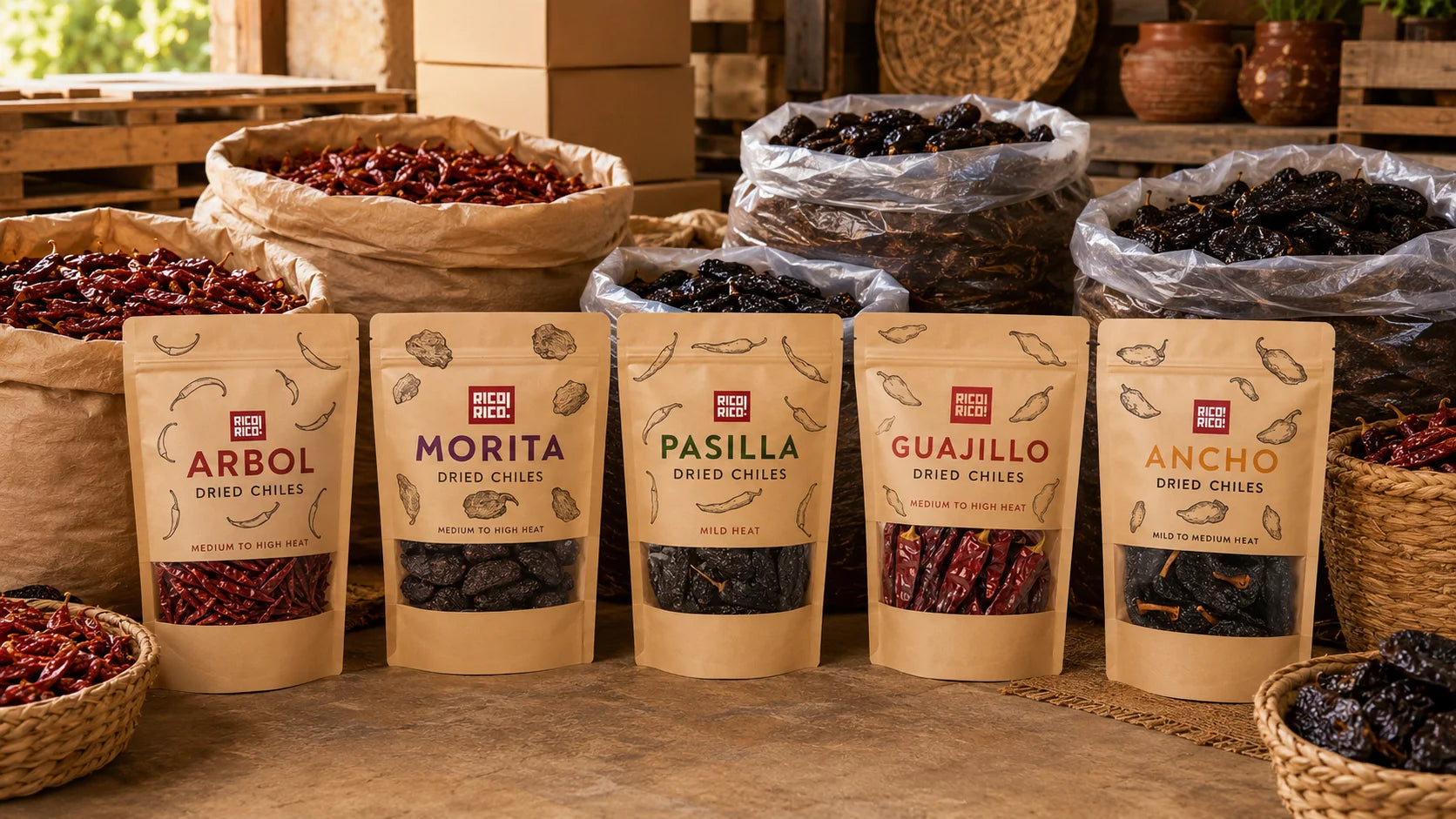 Bulk Dried Chiles Background