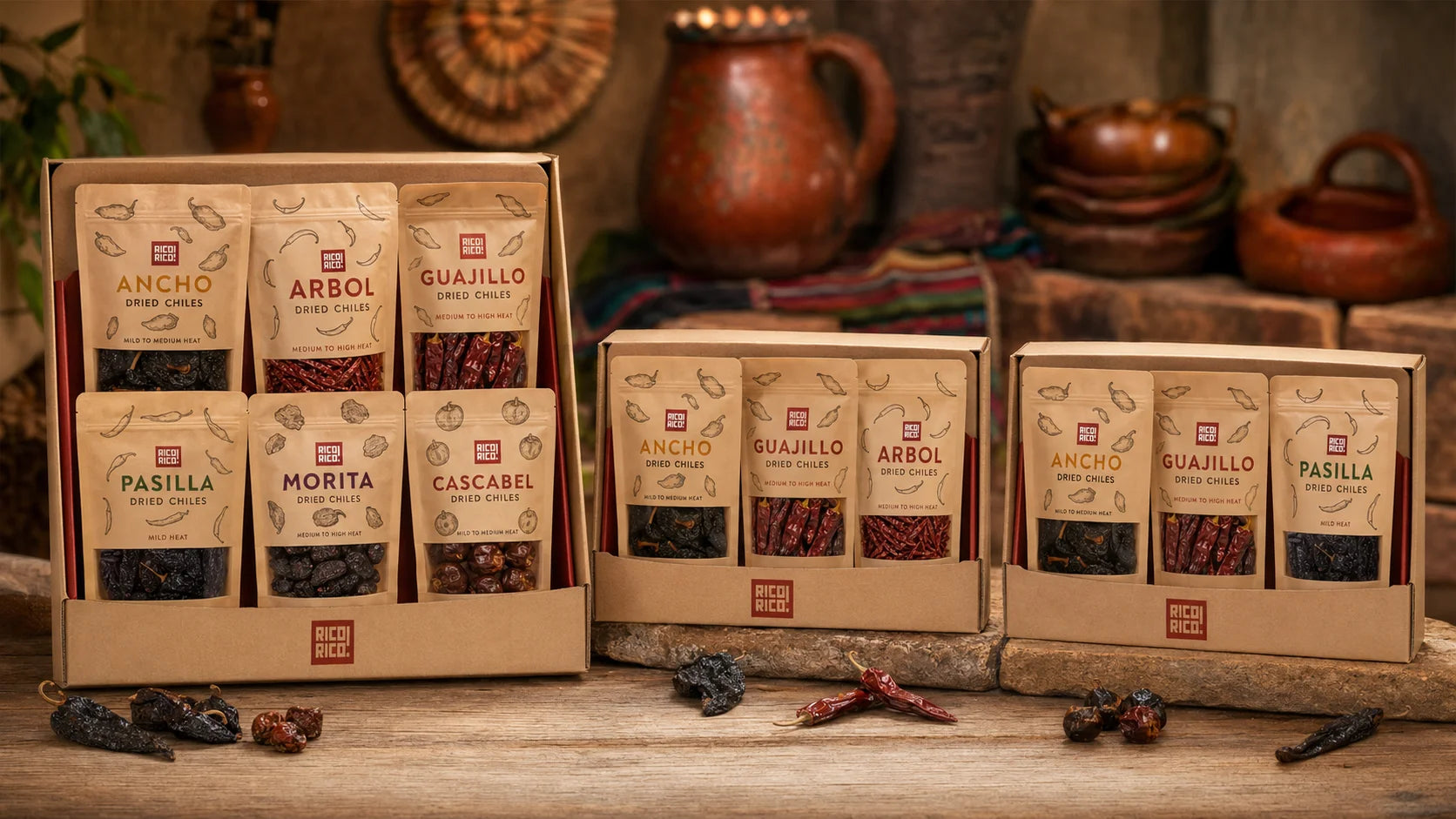 Authentic Mexican Dried Chile Bundle Background
