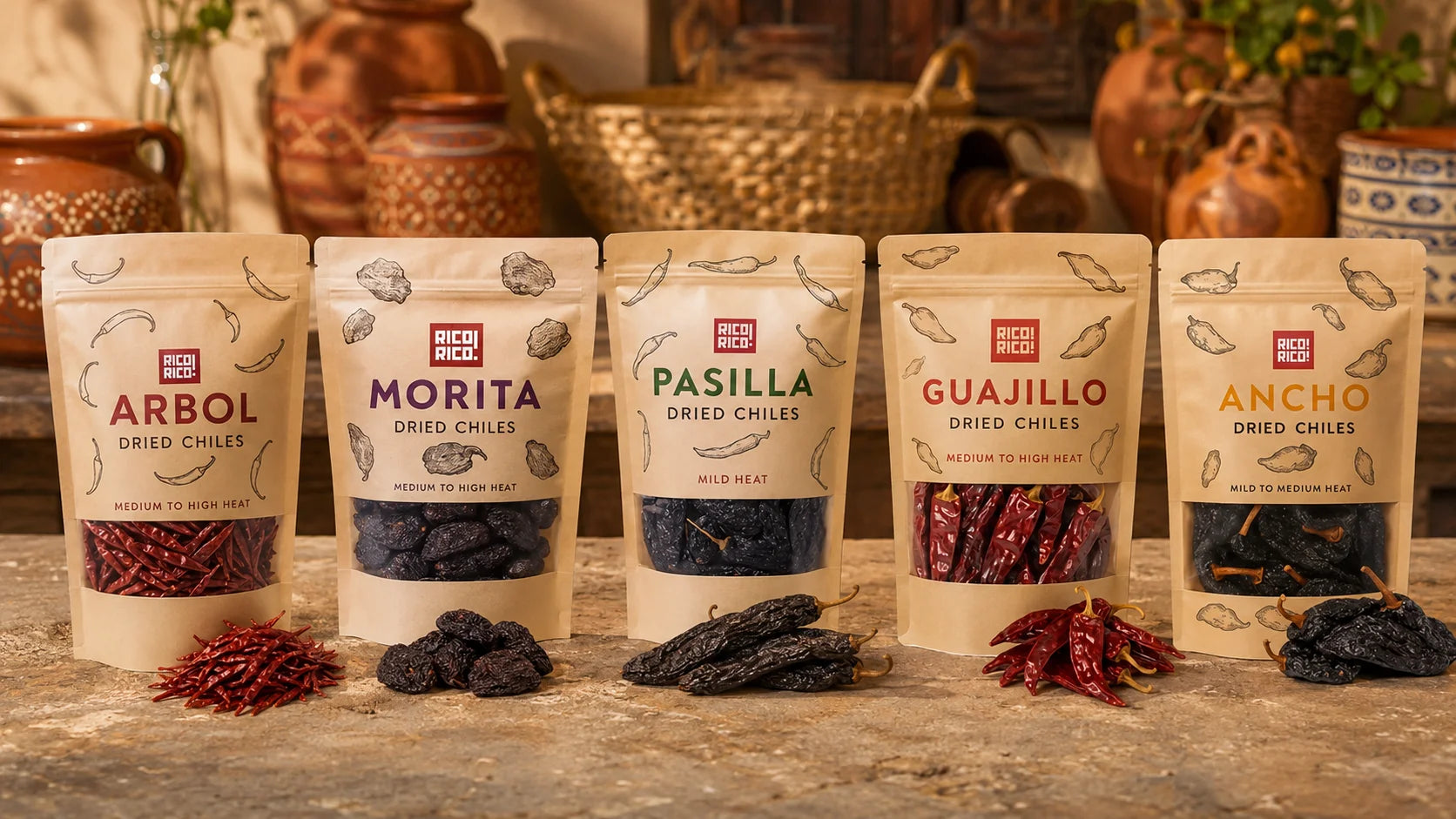 Dried Mexican Chiles Background
