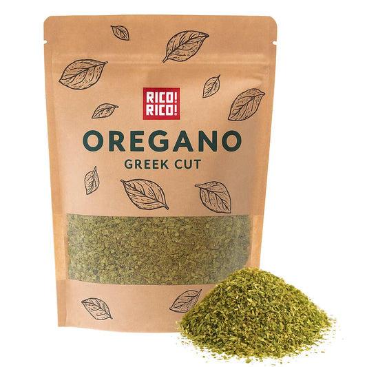 Rico Rico Greek cut oregano dried herb, perfect for Mediterranean cooking, authentic and flavorful seasoning