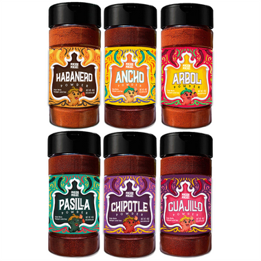 Chile Powder 6 Pack Bundle (24 oz Total) - Ancho, Arbol, Chipotle, Guajillo, Habanero, and Pasilla image 1
