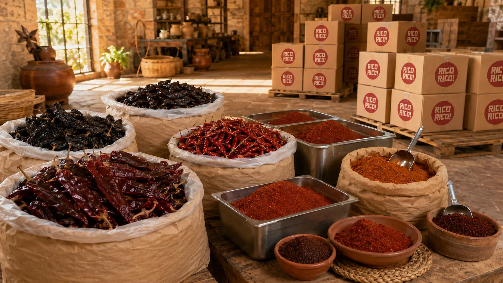 Bulk dried chiles in large bags