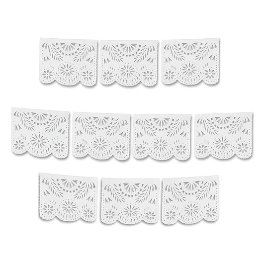 White Papel Picado Mexican Banner Fiesta Decoration - Ole Rico